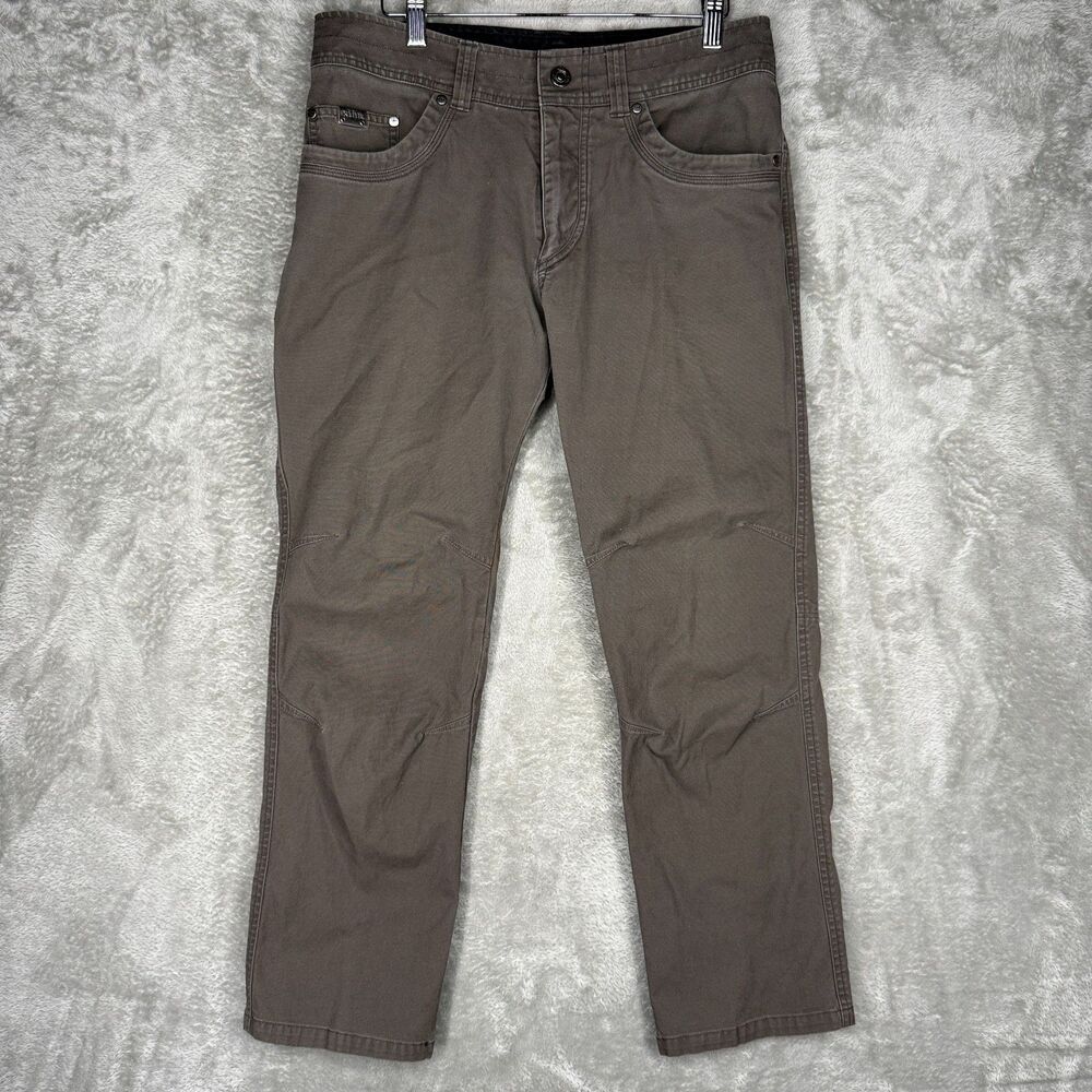 Kuhl Kanvus Jeans Men 32x30 (32x28) Gray Canvas Hiking Outdoor Patina Dye Pants